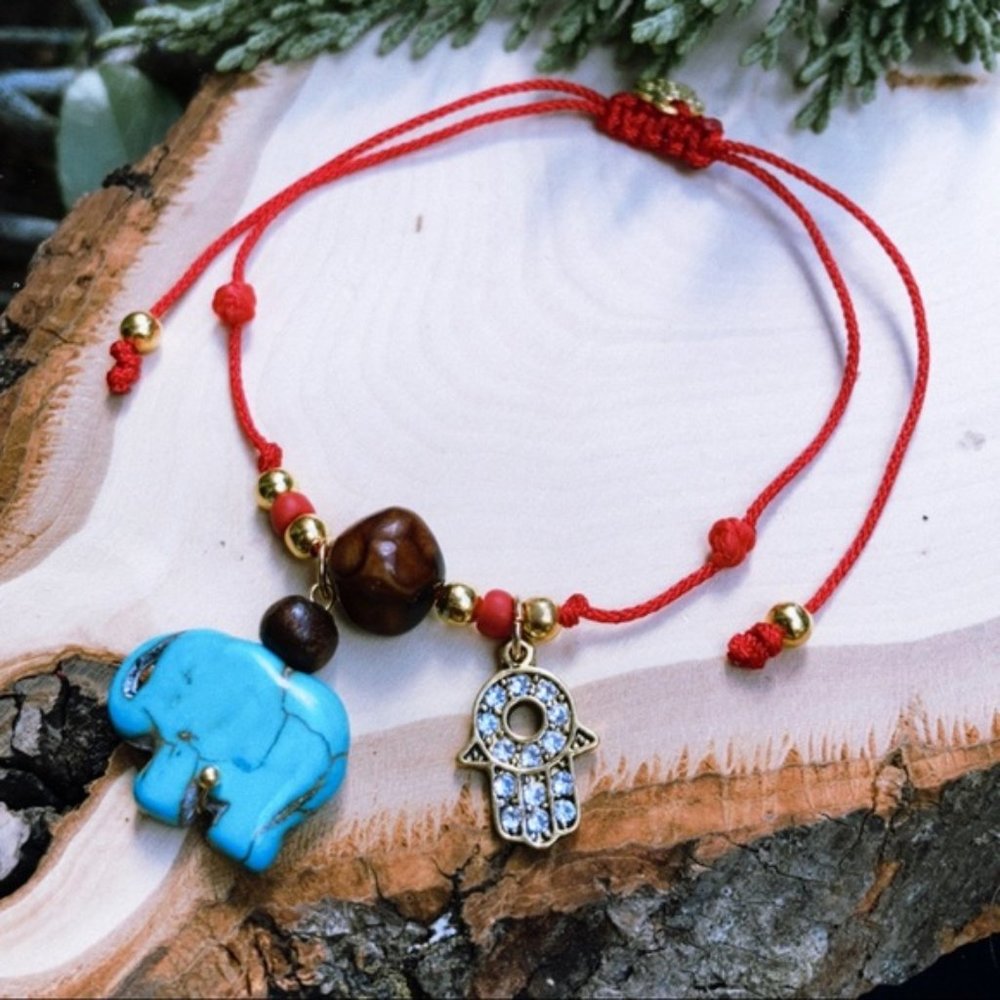 Hamsa| Lucky elephant turquoise stone bracelet